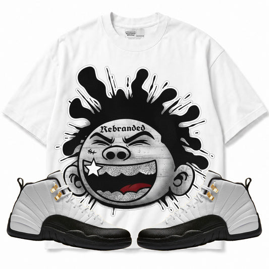 Rebranded Studios apparel — front styled with matching sneakers