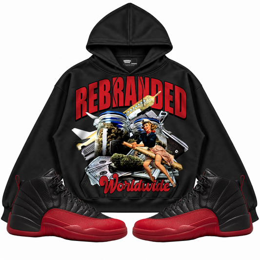 Rebranded Studios apparel — front styled with matching sneakers