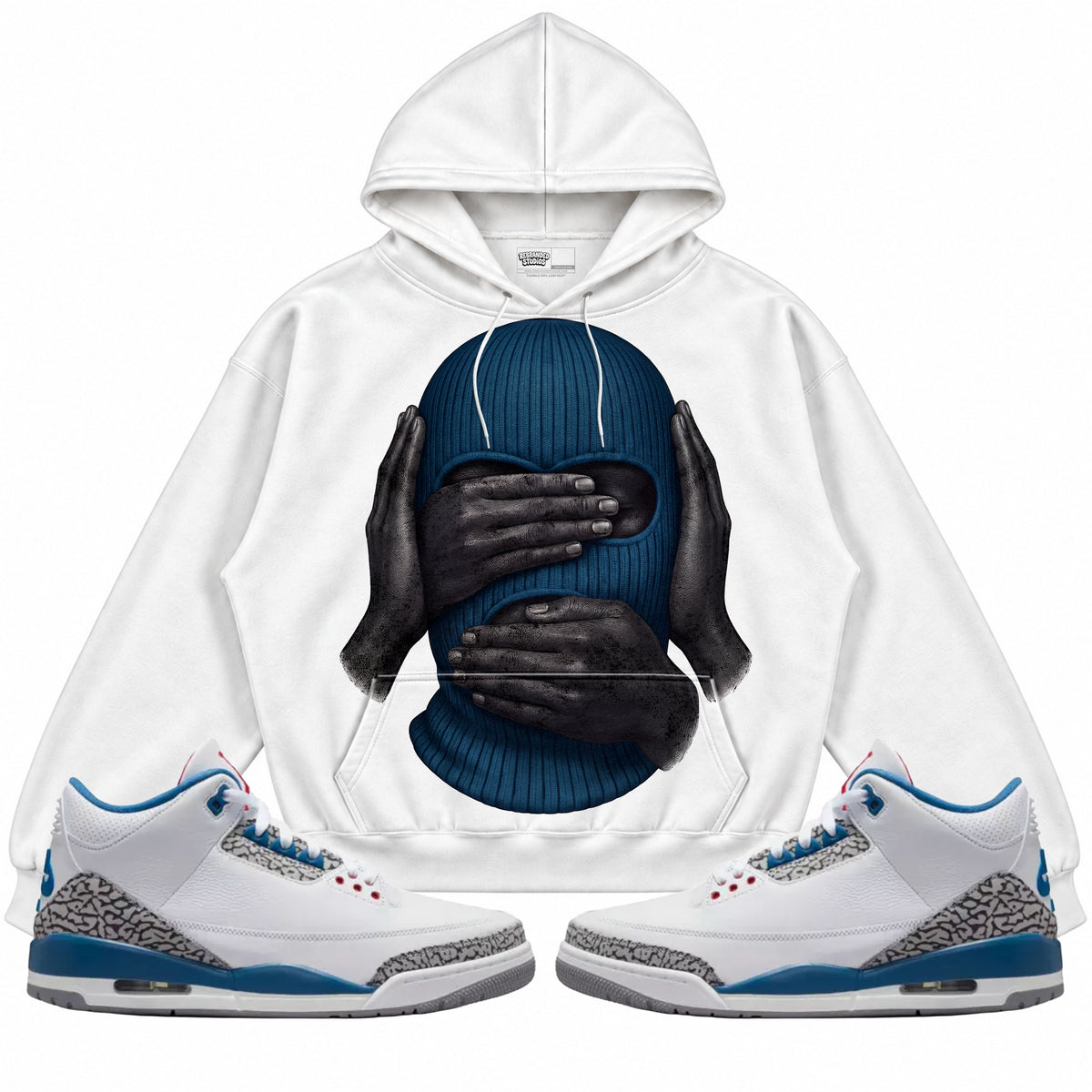 Rebranded Studios apparel — front styled with matching sneakers