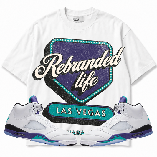 Rebranded Studios apparel — front styled with matching sneakers