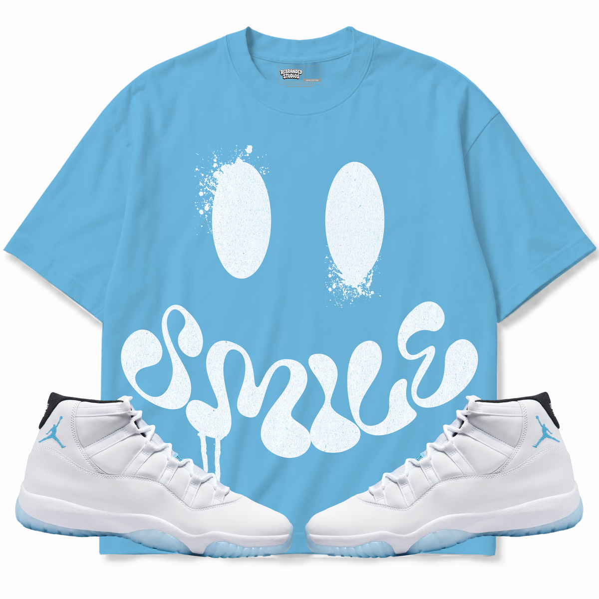 Rebranded Studios apparel — front styled with matching sneakers