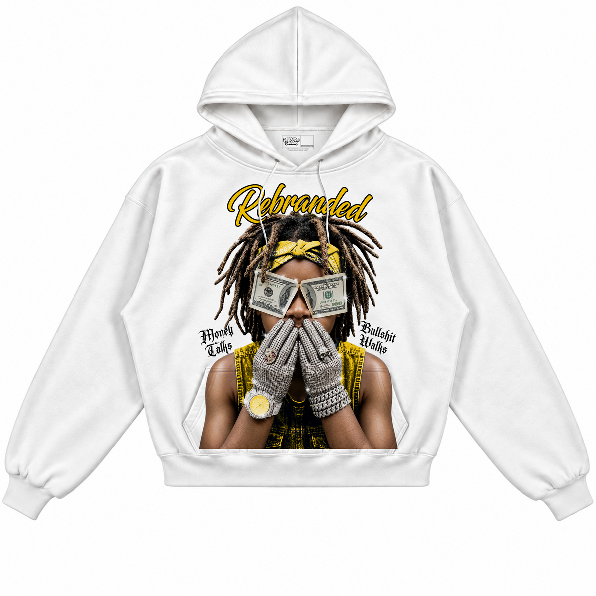 Rebranded Studios apparel — front without sneakers