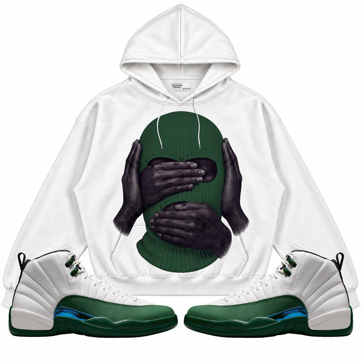 Rebranded Studios apparel — front styled with matching sneakers