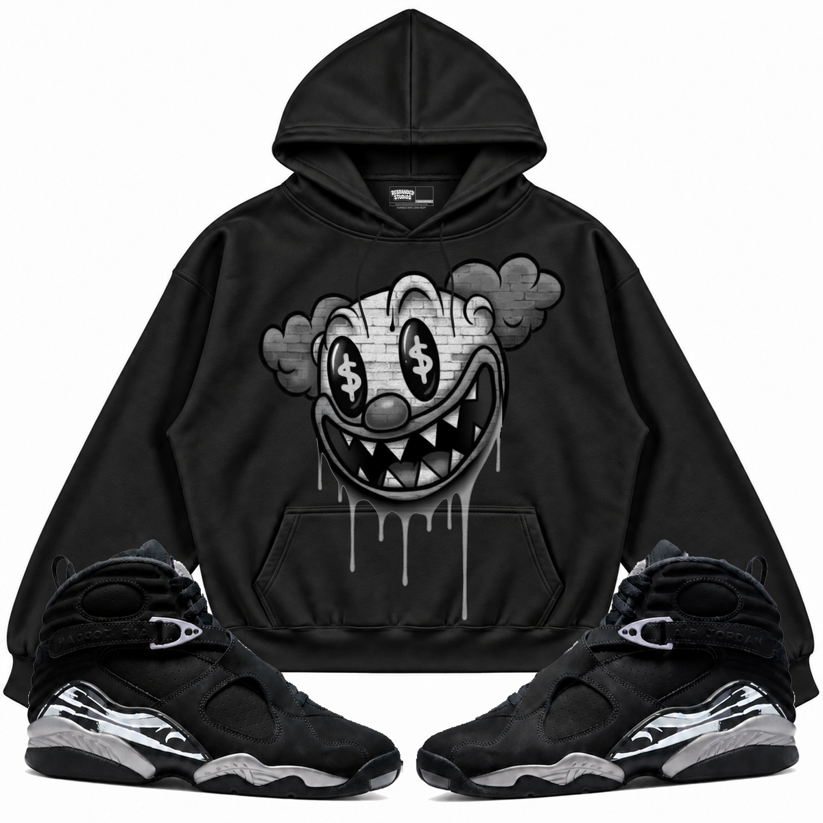 Rebranded Studios apparel — front styled with matching sneakers