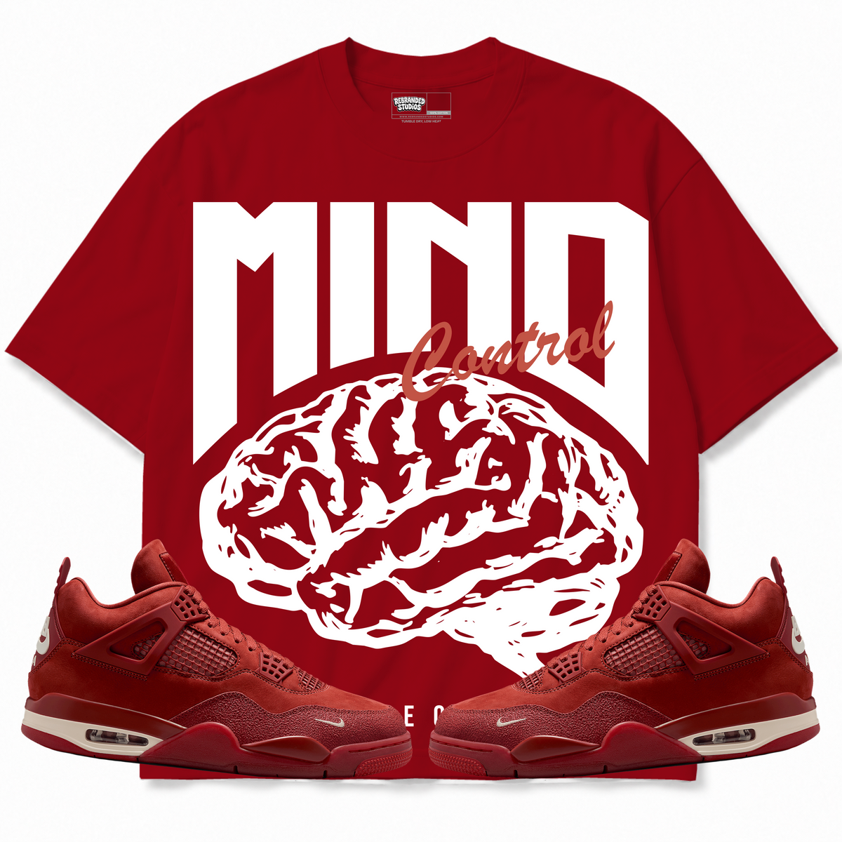 Rebranded Studios apparel — front styled with matching sneakers