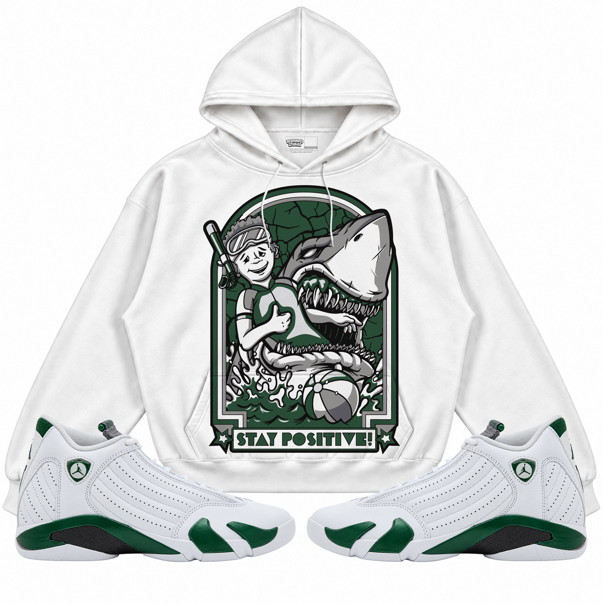 Rebranded Studios apparel — front styled with matching sneakers