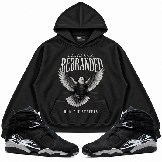 Rebranded Studios apparel — front styled with matching sneakers