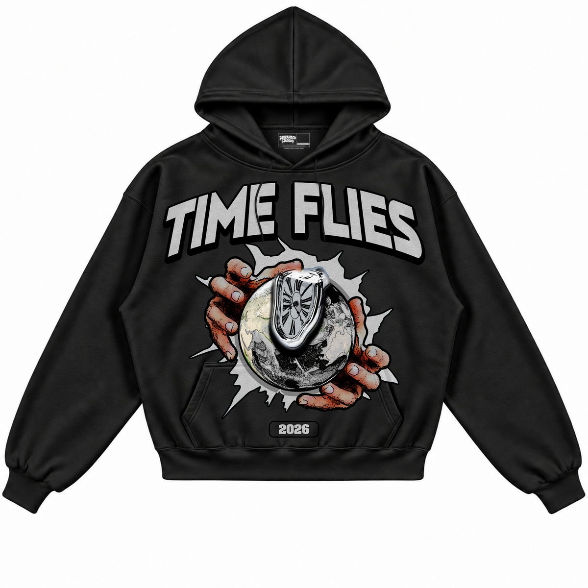 Rebranded Studios apparel — front without sneakers