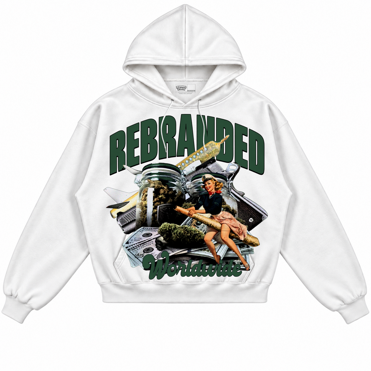 Rebranded Studios apparel — front without sneakers