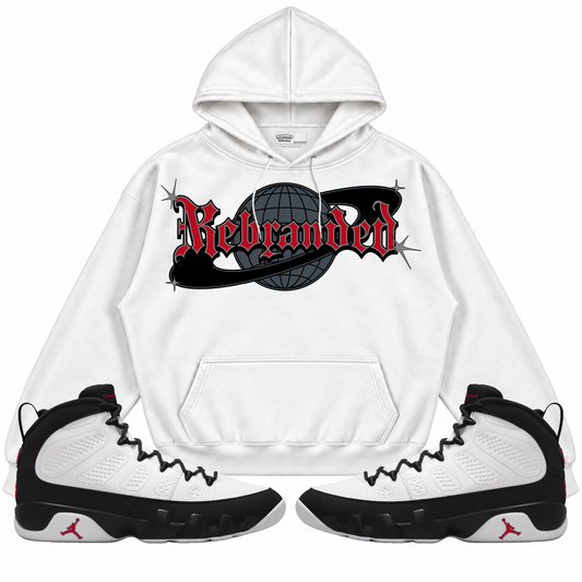 Rebranded Studios apparel — front styled with matching sneakers