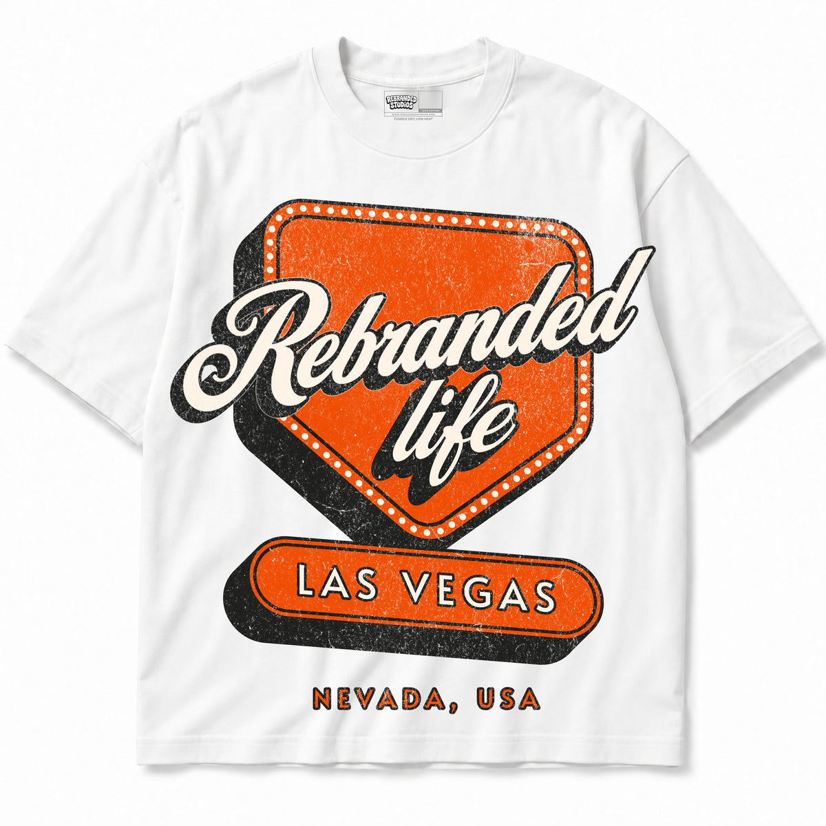 Rebranded Studios apparel — front without sneakers
