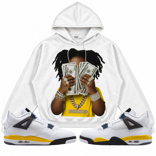 Rebranded Studios apparel — front styled with matching sneakers