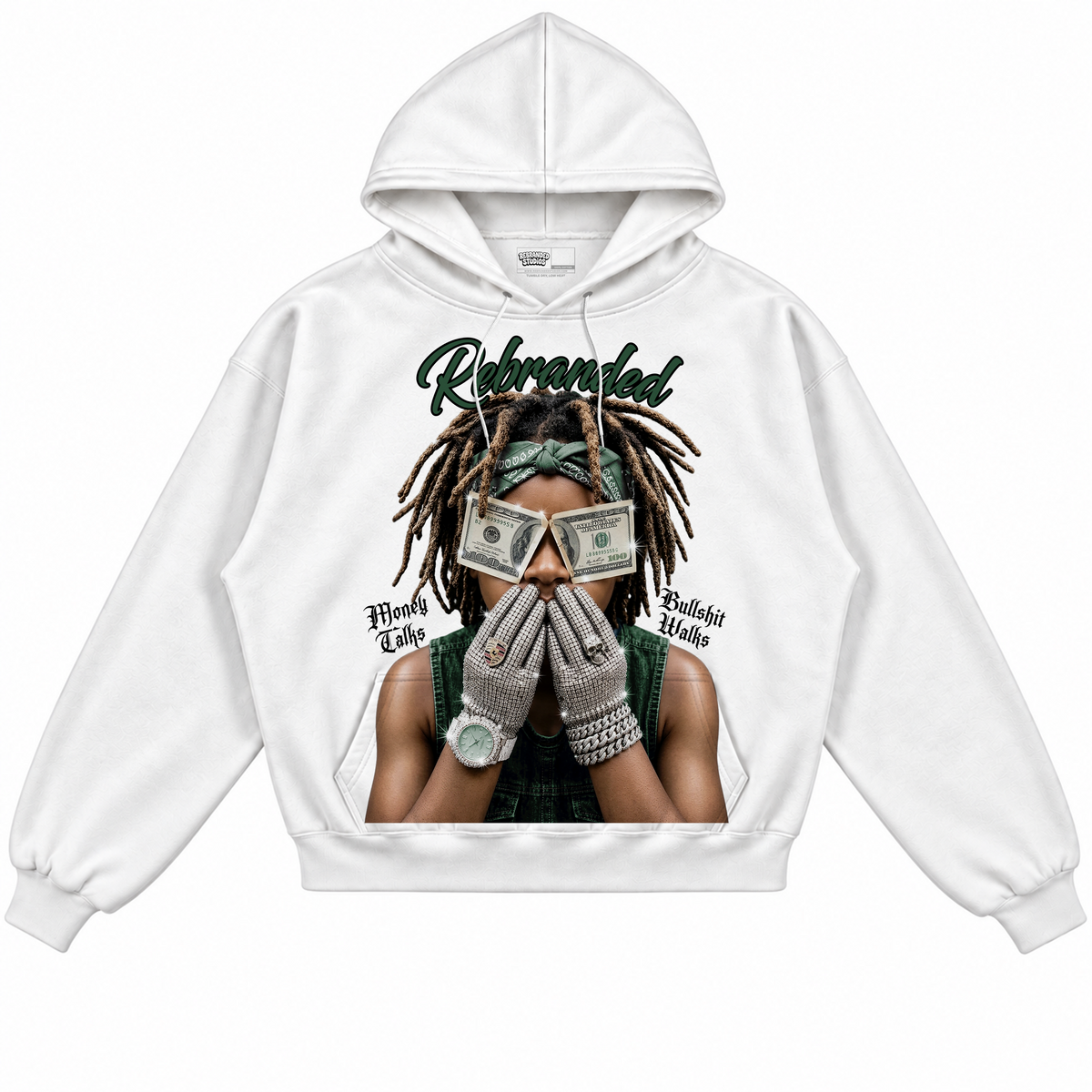Rebranded Studios apparel — front without sneakers