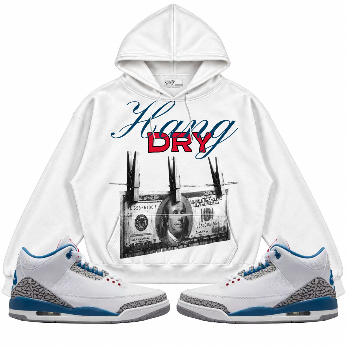 Rebranded Studios apparel — front styled with matching sneakers