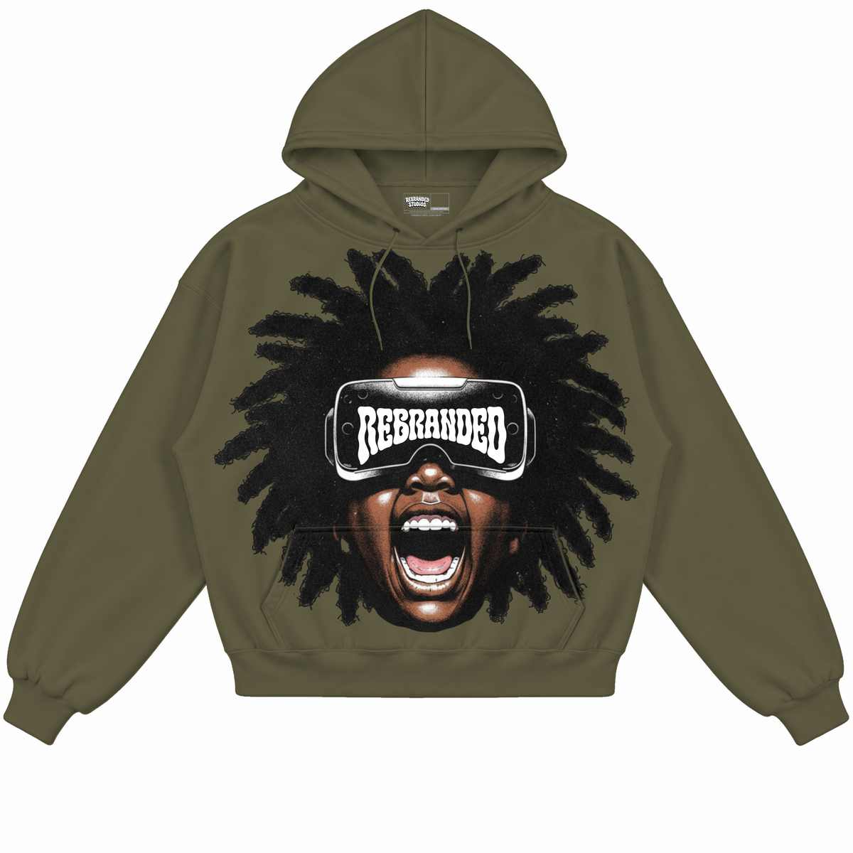 Rebranded Studios apparel — front without sneakers