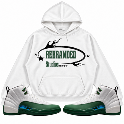Rebranded Studios apparel — front styled with matching sneakers
