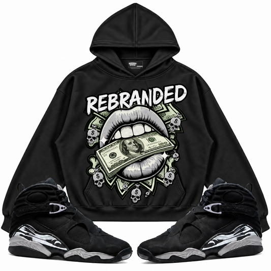 Rebranded Studios apparel — front styled with matching sneakers