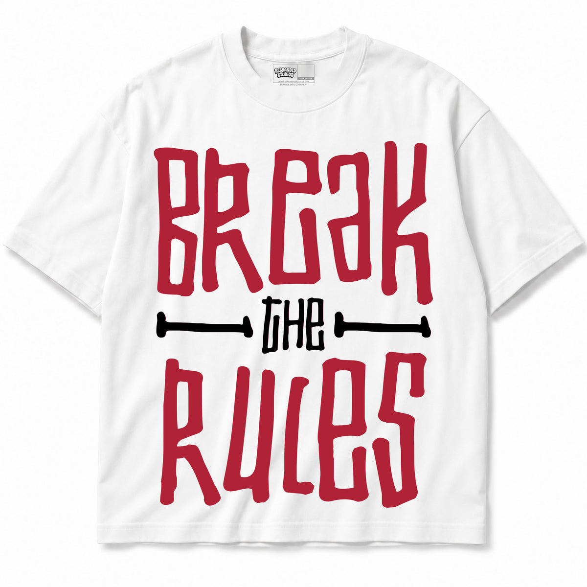 Rebranded Studios apparel — front without sneakers