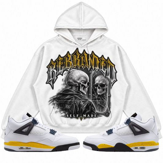 Rebranded Studios apparel — front styled with matching sneakers