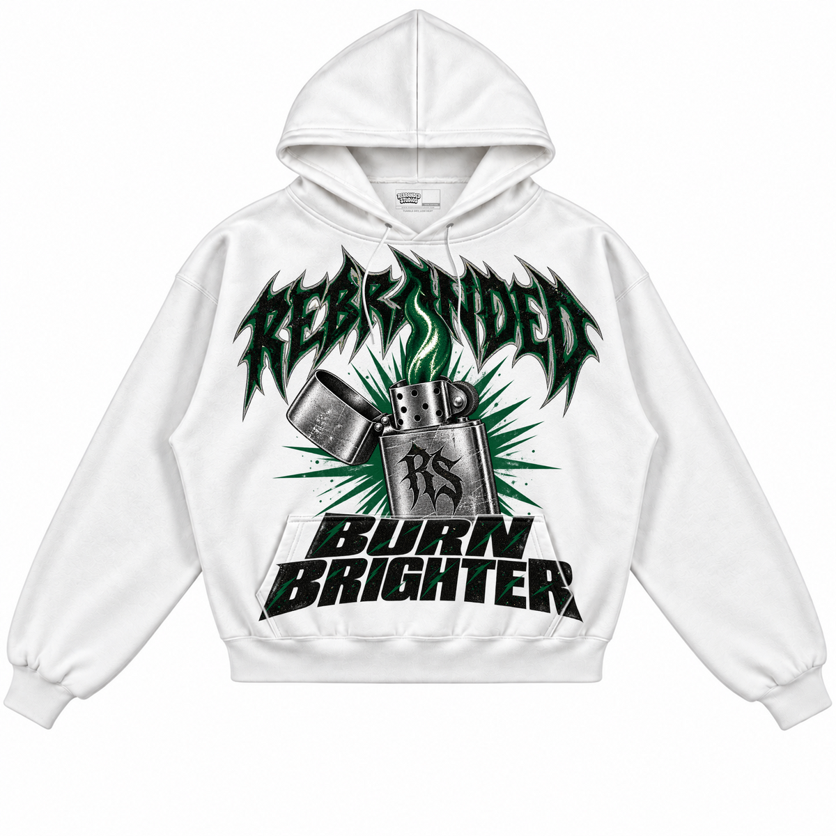 Rebranded Studios apparel — front without sneakers