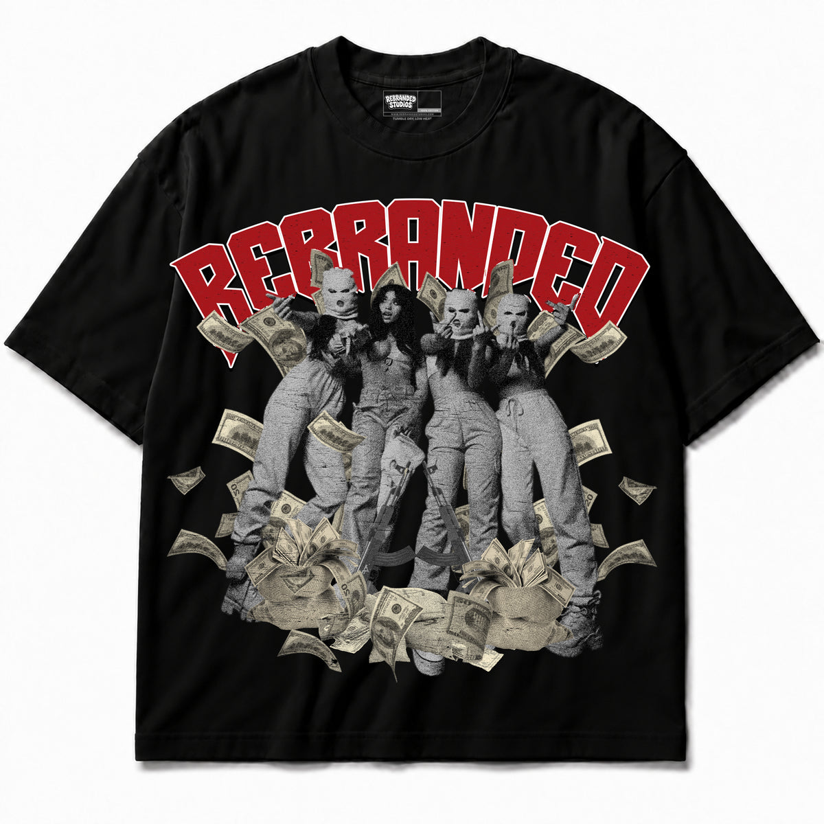 Rebranded Studios apparel — front without sneakers