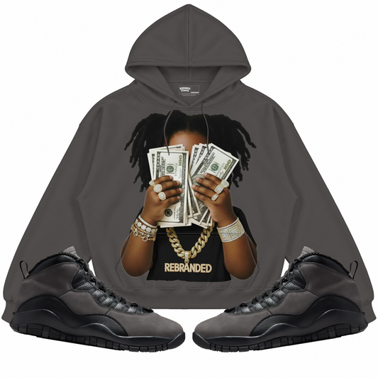 Rebranded Studios apparel — front styled with matching sneakers