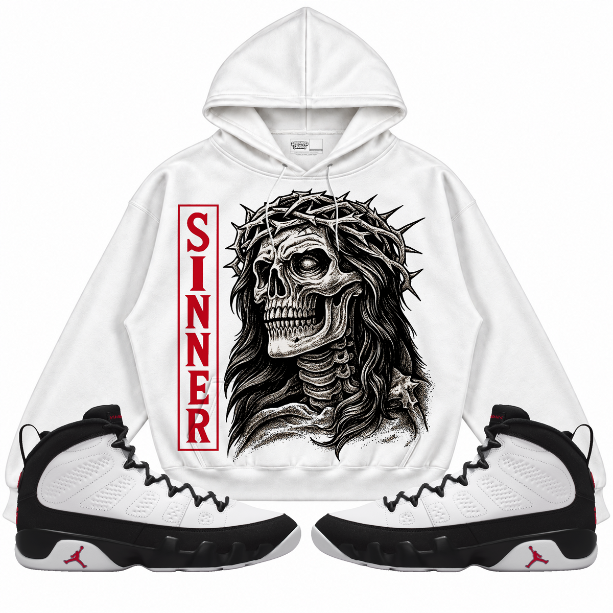 Rebranded Studios apparel — front styled with matching sneakers