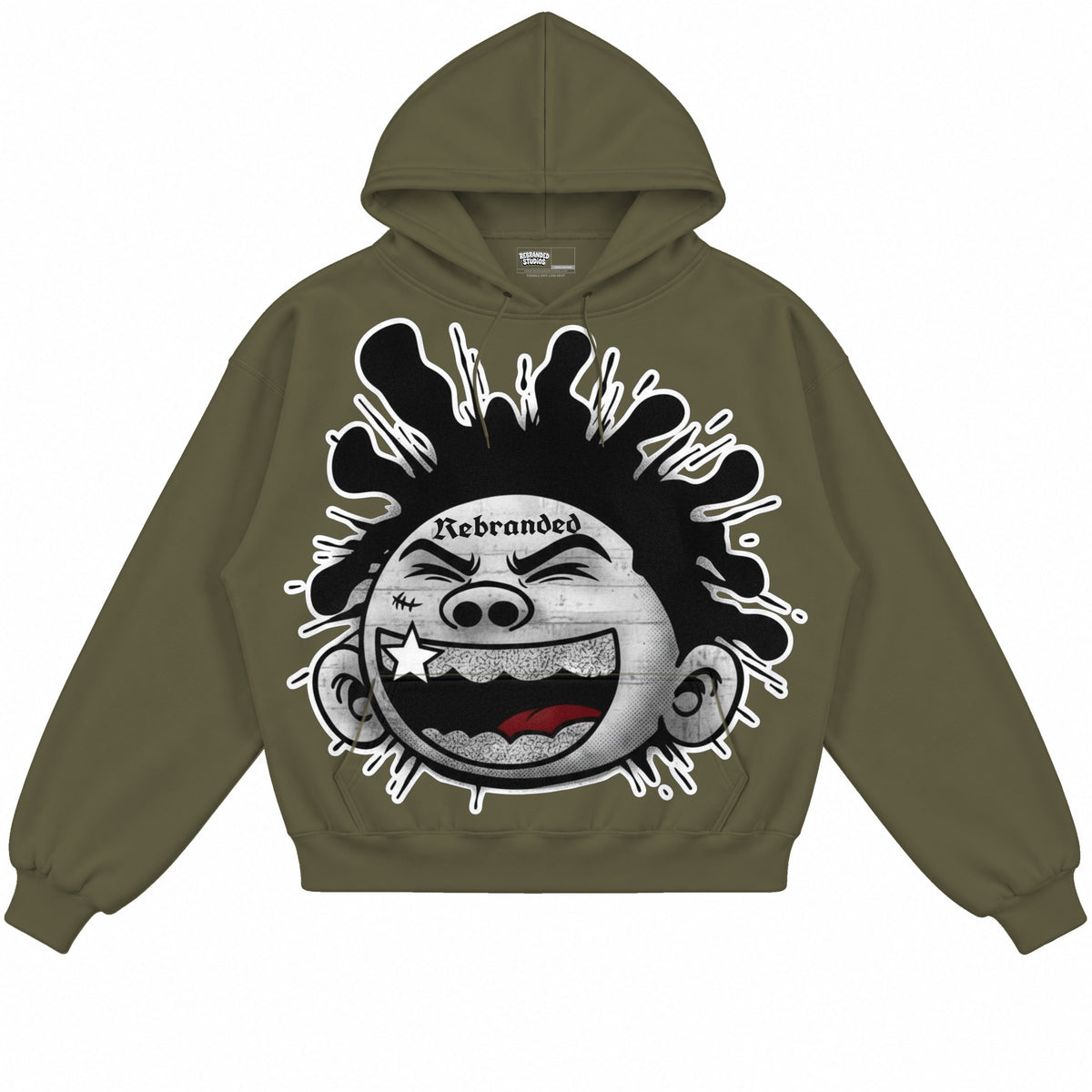 Rebranded Studios apparel — front without sneakers