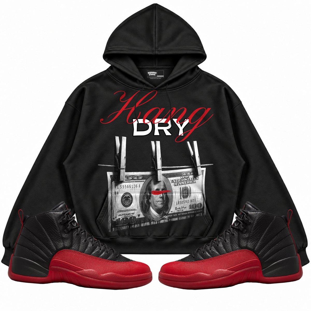 Rebranded Studios apparel — front styled with matching sneakers