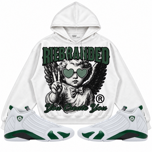 Rebranded Studios apparel — front styled with matching sneakers