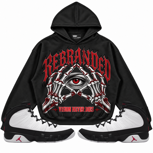 Rebranded Studios apparel — front styled with matching sneakers
