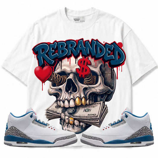 Rebranded Studios apparel — front styled with matching sneakers