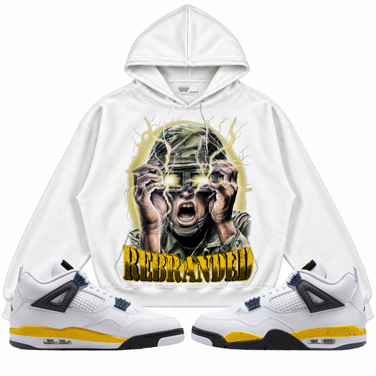 Rebranded Studios apparel — front styled with matching sneakers