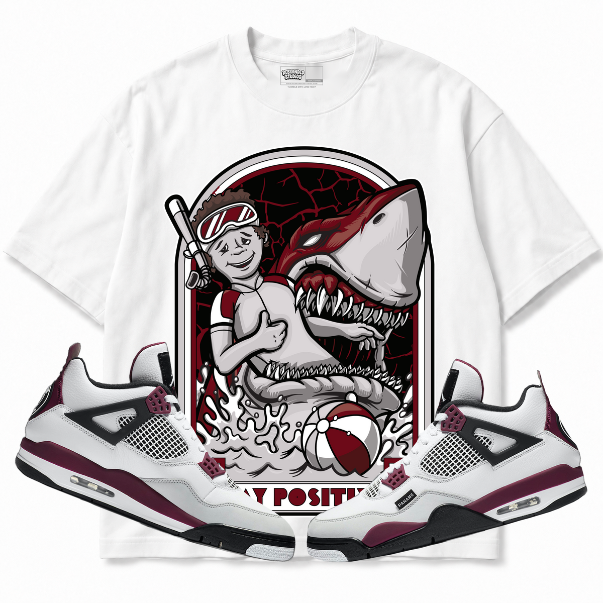 Rebranded Studios apparel — front styled with matching sneakers