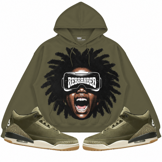 Rebranded Studios apparel — front styled with matching sneakers