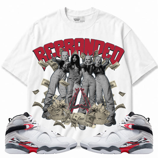 Rebranded Studios apparel — front styled with matching sneakers