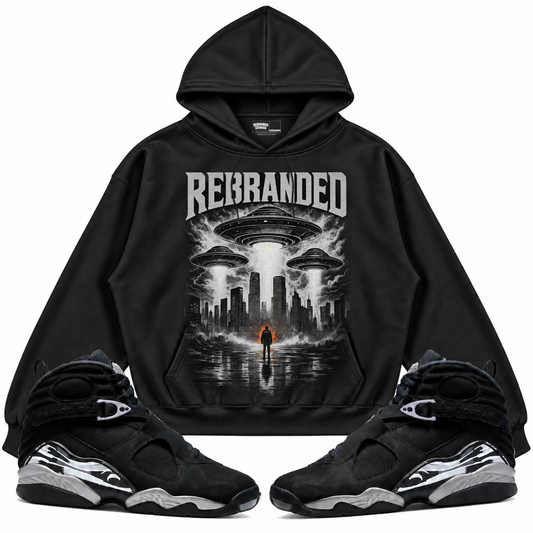 Rebranded Studios apparel — front styled with matching sneakers