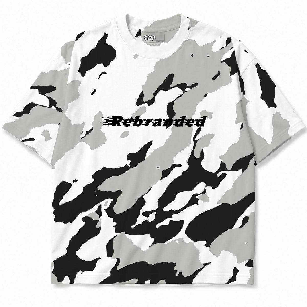 Rebranded Studios apparel — front without sneakers