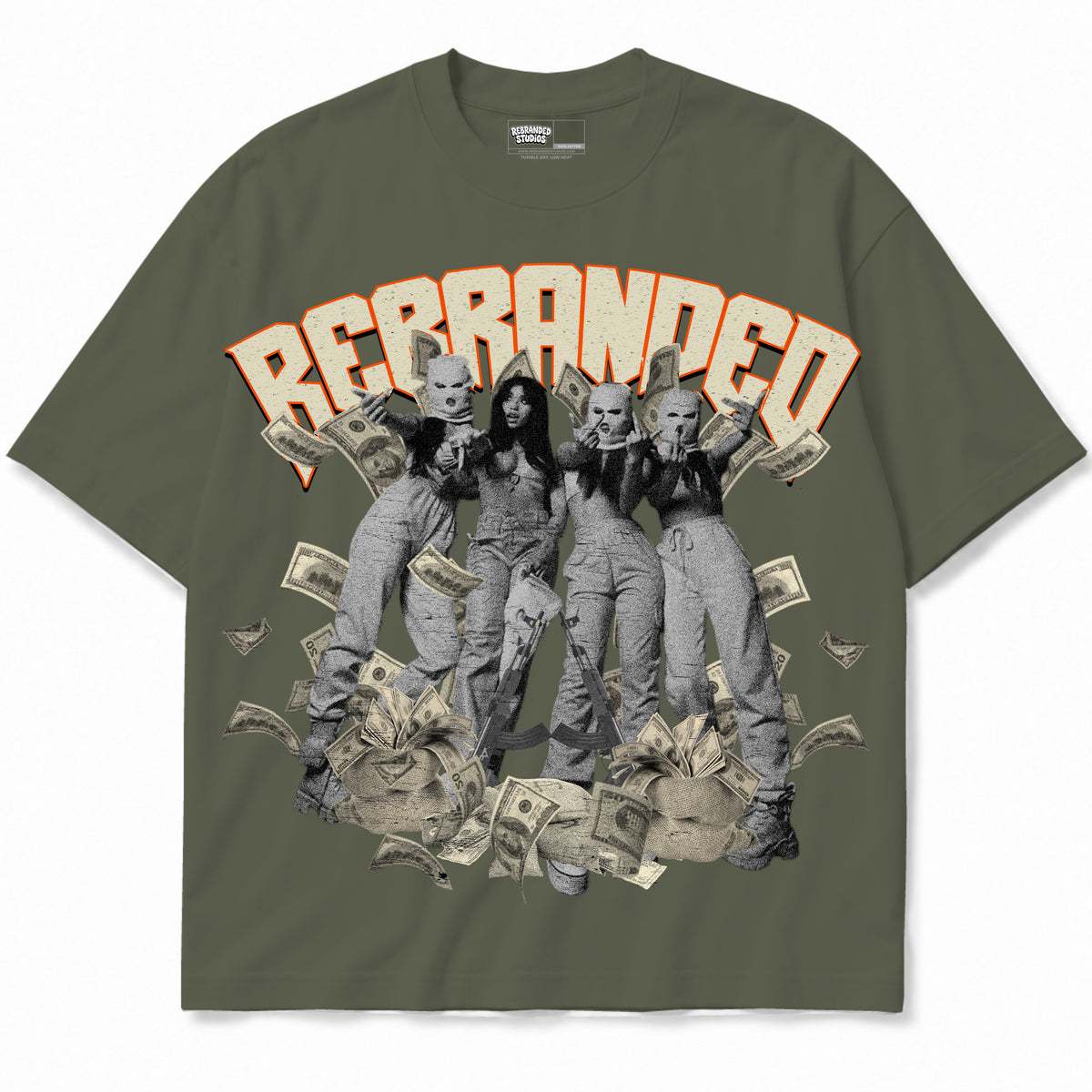 Rebranded Studios apparel — front without sneakers