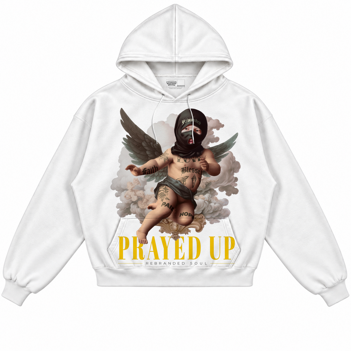 Rebranded Studios apparel — front without sneakers