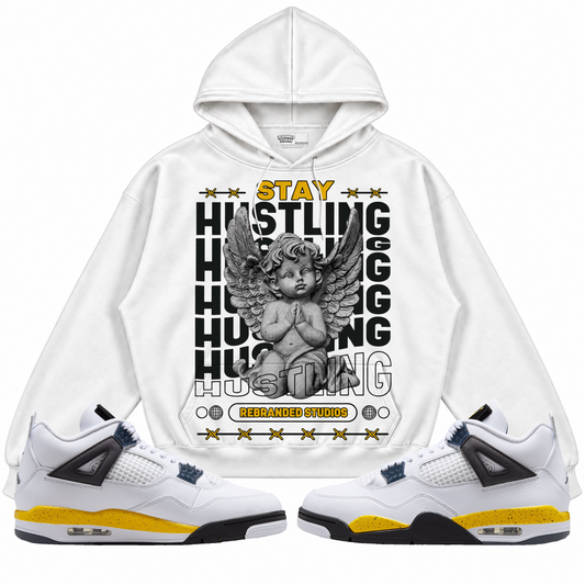 Rebranded Studios apparel — front styled with matching sneakers