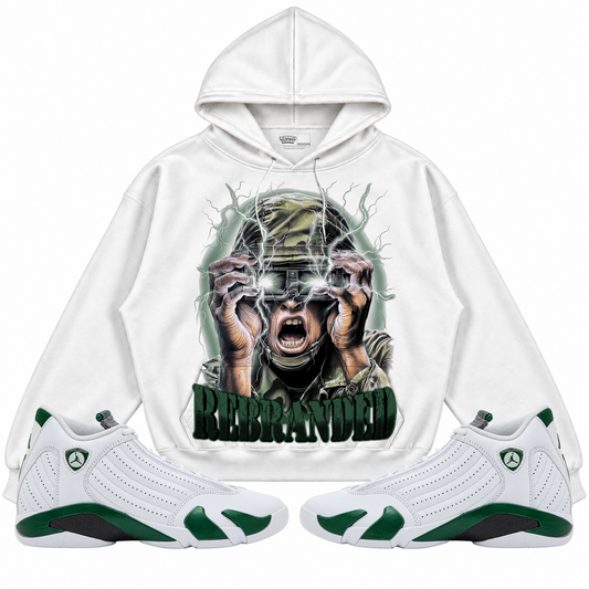Rebranded Studios apparel — front styled with matching sneakers
