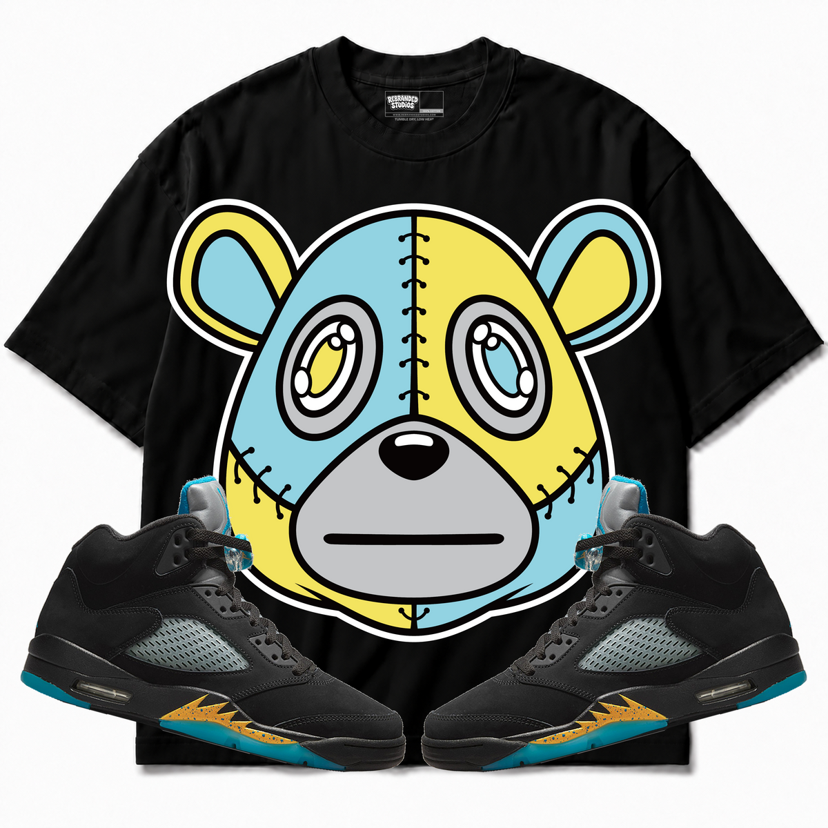 Rebranded Studios apparel — front styled with matching sneakers