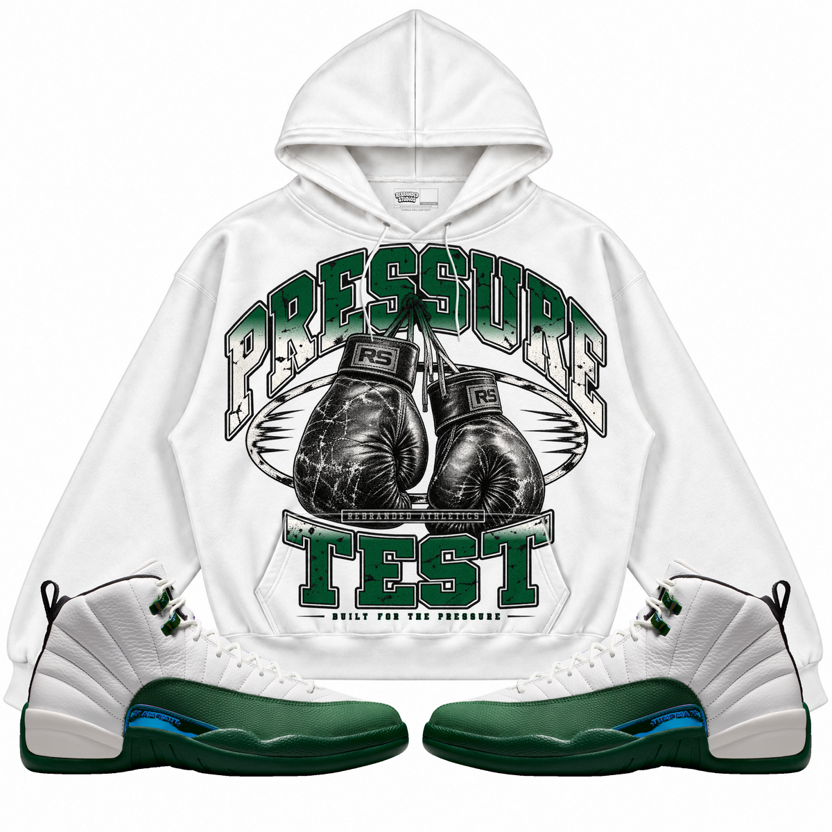 Rebranded Studios apparel — front styled with matching sneakers