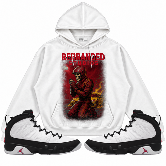 Rebranded Studios apparel — front styled with matching sneakers