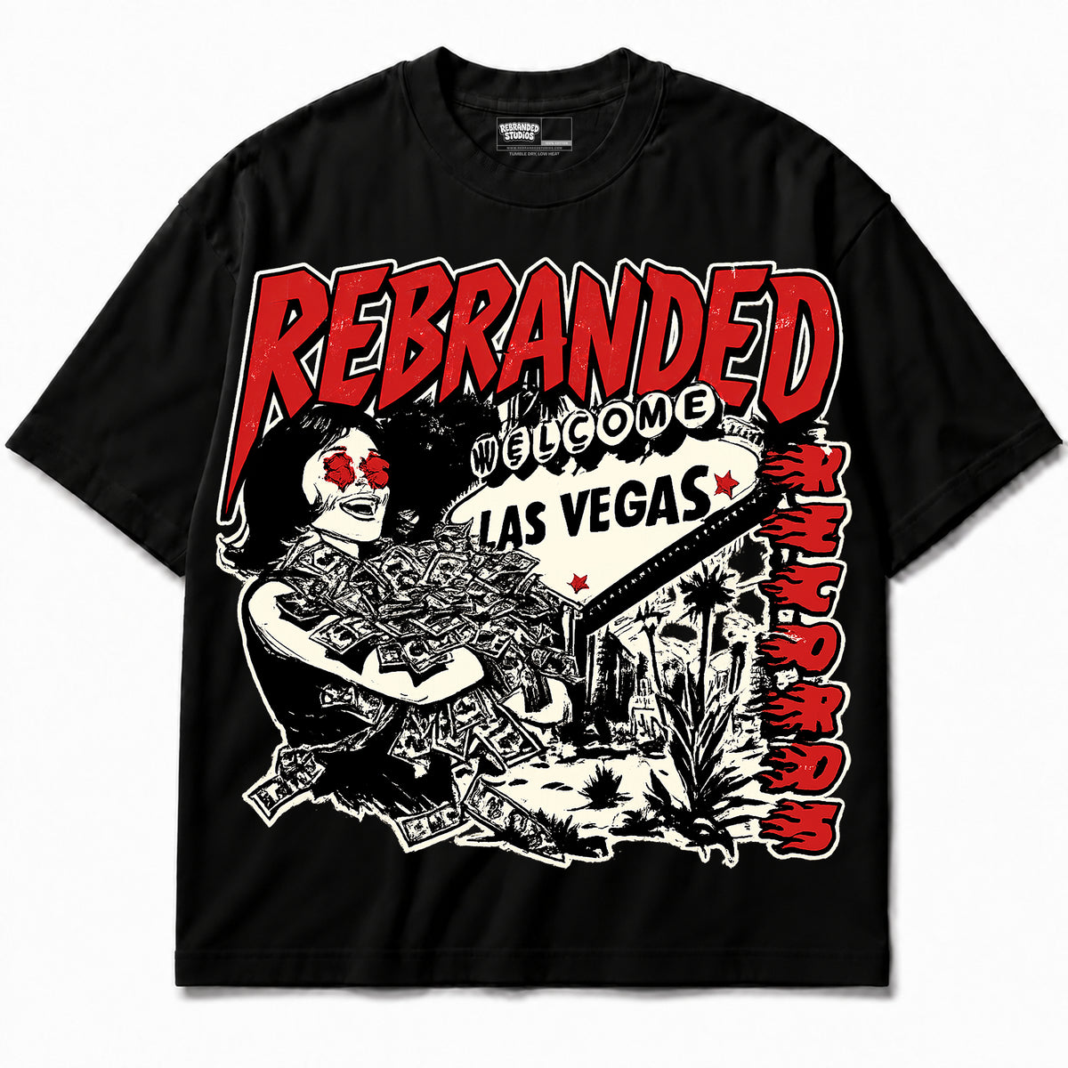 Rebranded Studios apparel — front without sneakers