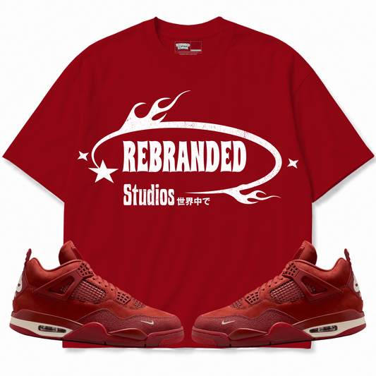 Rebranded Studios apparel — front styled with matching sneakers