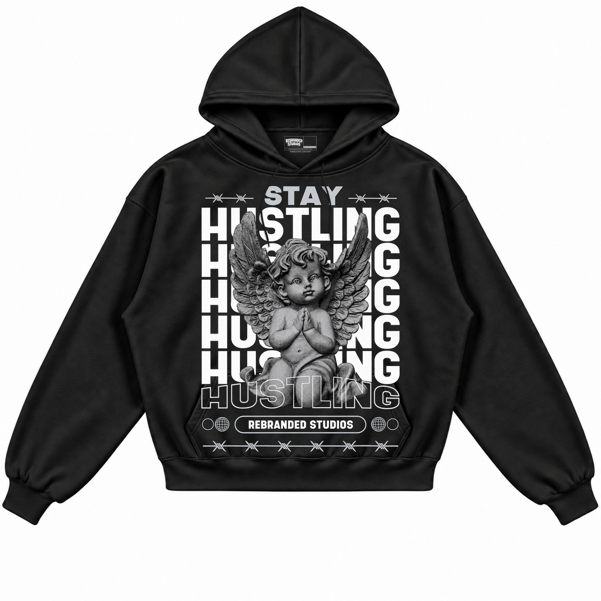 Rebranded Studios apparel — front without sneakers