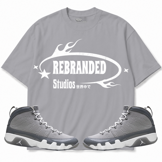 Rebranded Studios apparel — front styled with matching sneakers