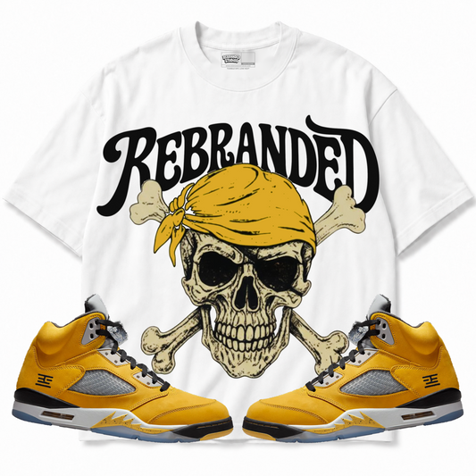 Rebranded Studios apparel — front styled with matching sneakers